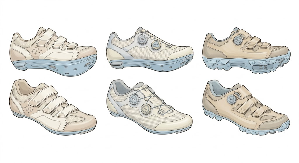 ビンディングシューズの選び方を示すイラスト