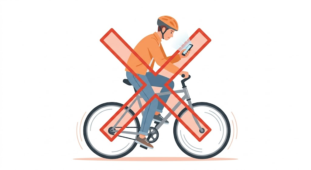 スマートフォンながら運転禁止の警告イラスト