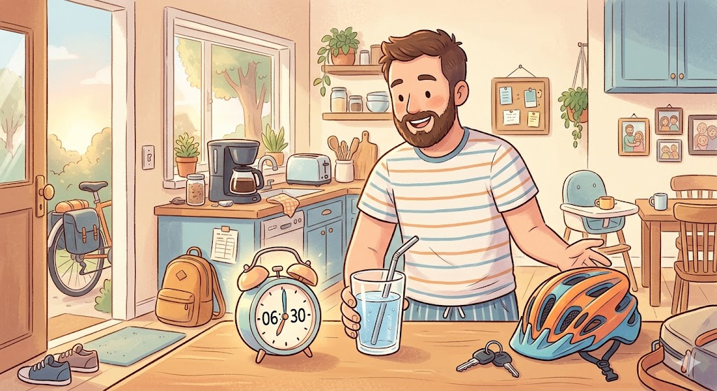 40代パパの朝ルーティンイラスト