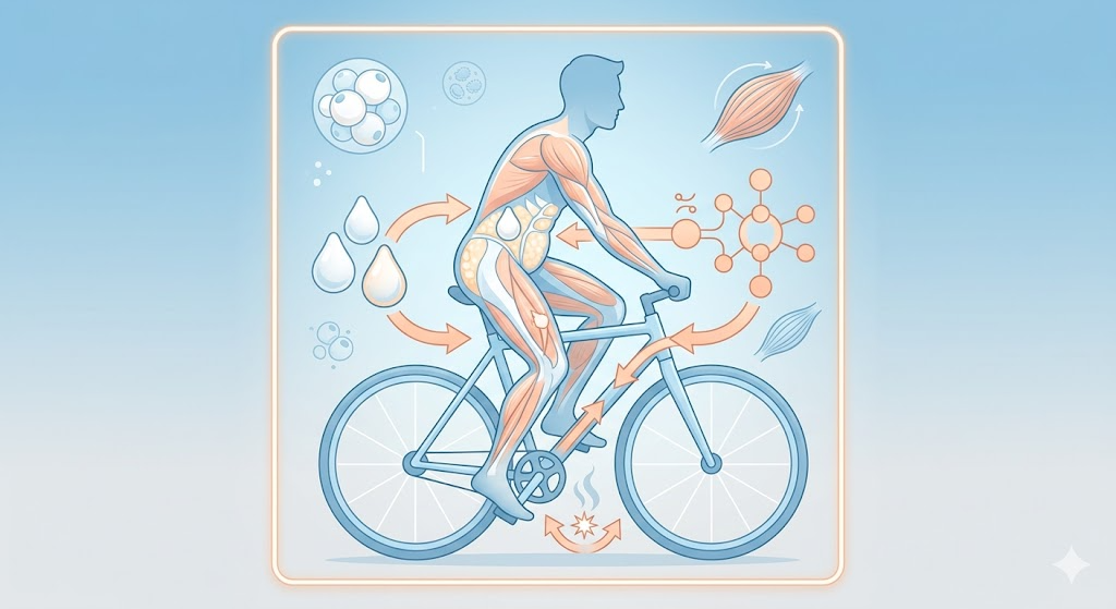 ロードバイクによる脂肪燃焼の仕組みイラスト