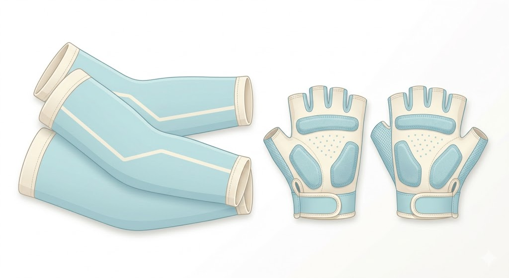 サイクリング用UVアームカバーとグローブの商品イラスト